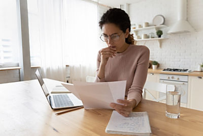 Woman doing her tax return