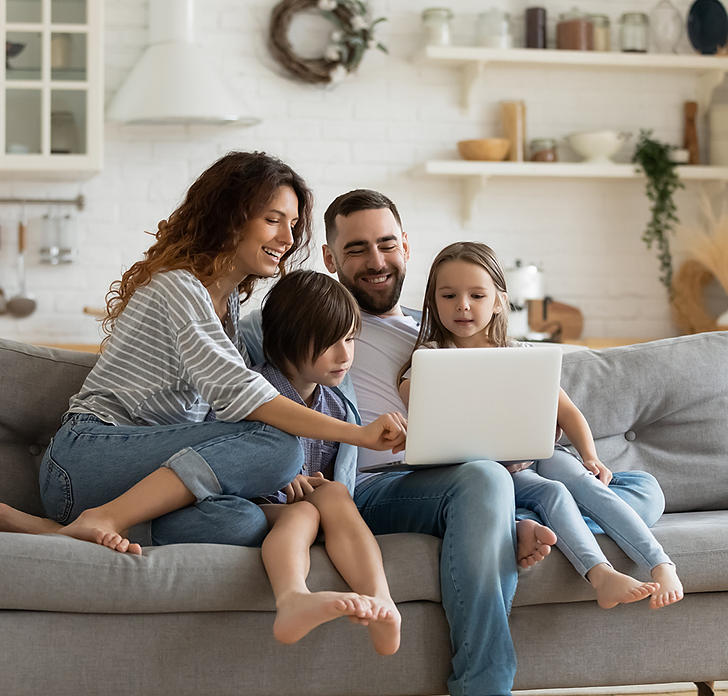 Family using computer
