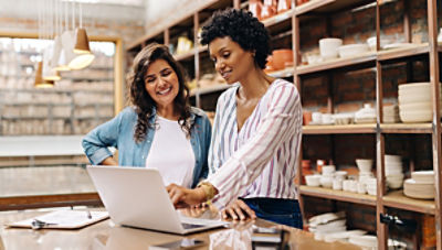 Women using computer