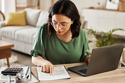 Woman using computer