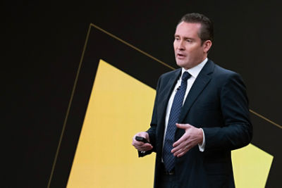Commonwealth Bank CFO Alan Docherty at the bank’s full year 2026 results briefing in Sydney on 12 August 2026. Credit: CBA / Nic Long