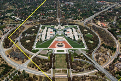 A bird’s eye view of Canberra and Parliament House