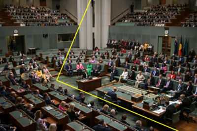 Politicians gather on the floor of the House of Representatives