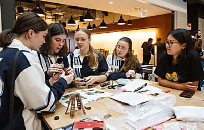 Students learn how technology can be used to build prosthetic limbs for landmine victims.