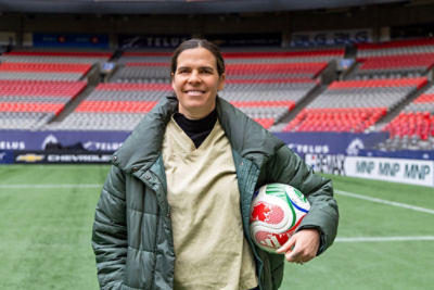 Lydia Williams on football pitch