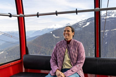 Lydia Williams riding gondola 