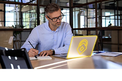 Man looking at a laptop