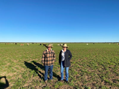 James Dude Kidd and Agribusiness Relationship Excecutive Camilla Glasser, Ourdel Station, June 2025