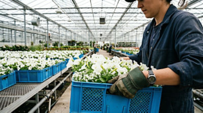 Flower grower carries flowers