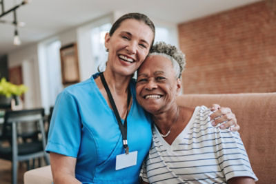 nurse smiling with patient