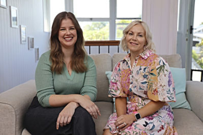 Personal finance expert Jess Irvine with Brisbane-based Courtney, who installed solar panels on her home 