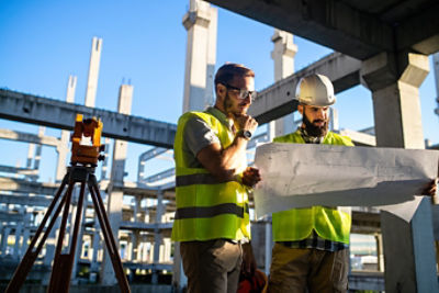 Builders on construction site