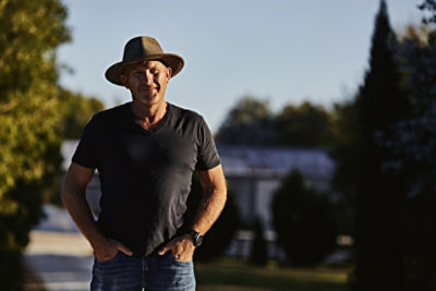 A photo of Matt Moran on his property.