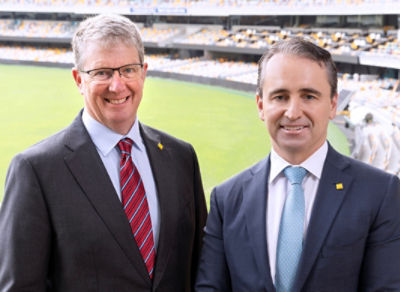 Commonwealth Bank Chair Paul O'Malley and CEO Matt Comyn at the 2025 AGM in Brisbane.