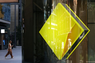 CommBank logo through branch window. Credit: AAP