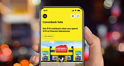 Mobile screen: CommBank Yello Cashback Offers in the CommBank app