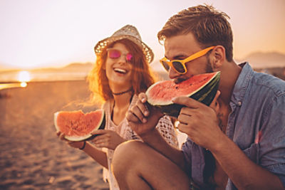 couple having watermelon