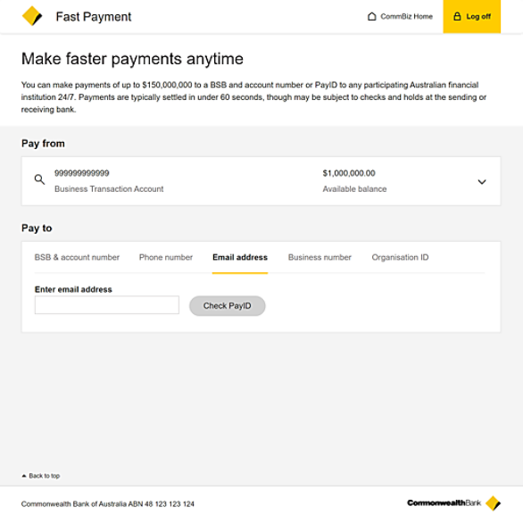 Making a Fast Payment CommBank