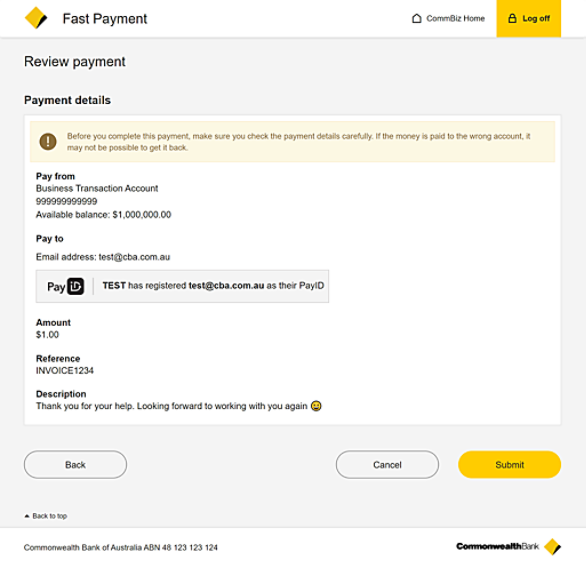 Making a Fast Payment CommBank