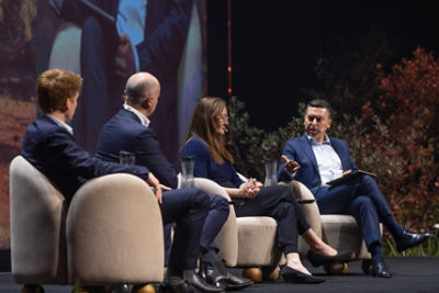 From left to right: EGM Origin Zero James Magill, Climate Change Authority Chair Matt Kean, GM Sustainable Investments & Planning, Australian Retirement Trust Nicloe Bradford, and Co-Founder & Co-CEO, Wollemi Capital Paul Hunyor.