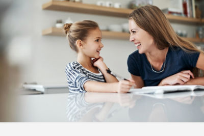 daughter talking with her mother
