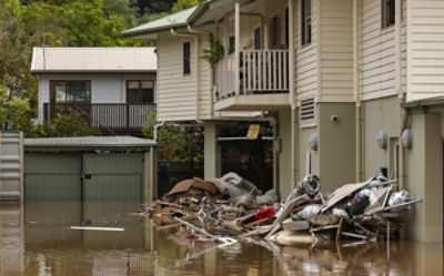 Flood damaged buildings in Lismore, NSW, Australia