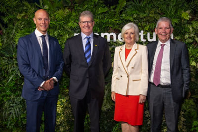 From left to right: CommBank Group Chief Risk Officer Andrew Hinchliff, CommBank Chair Paul O'Malley,  GPT Chairman Vickki McFadden, and Non-Executive Director of Mirvac Rob Sindel.