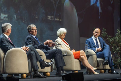From left to right: Non-Executive Director of Mirvac Rob Sindel, CommBank Chair Paul O'Malley, GPT Chairman Vickki McFadden, and CommBank Group Chief Risk Officer Andrew Hinchliff