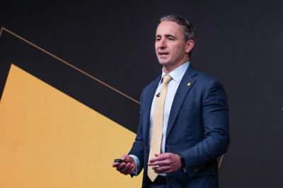 Commonwealth Bank CEO Matt Comyn at the bank’s first-half 2026 results briefing in Sydney on 11 February 2026. Credit: Supplied-CBA/ Nic Long