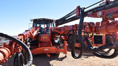 Mining drills at the official opening of the Tjati Decline at the Carrapateena mining site north of Port Augusta, South Australia. Picture: AAP