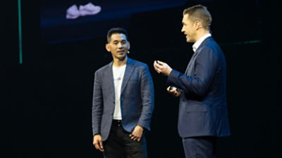 Quantium’s Ben Chan and Commonwealth Bank’s Sam Hemphill at the Accelerate AI event.