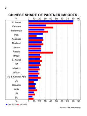 Chinese share of partner imports