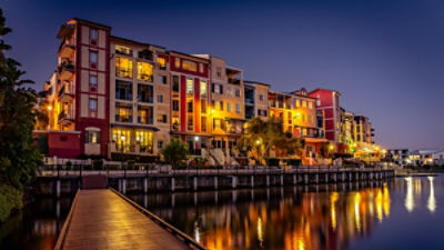 Emerald Lakes estate architecture at sunset, Gold Coast, Queensland, Australia By Alexander
