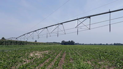 Spraying fertiliser on a farm