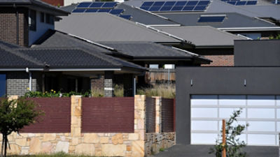 New home buildings are seen on a housing estate in the Canberra suburb of Wright. Picture: AAP