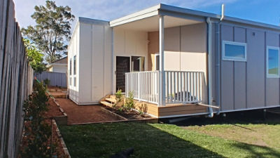 In an undated supplied image obtained on Sunday, June 21, 2026,  of an example of modular and pre-fabricated homes which, the government says the new manufacturing hub will build to speed up the construction industry, Wollongong. (PR HANDOUT/Supplied by NSW Government )