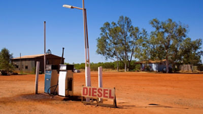 Outback fuel - typical filling station on a roadhouse in the outback of Western Australia (AAP/Mary Evans/Ardea/Steffen &amp; Alexandra Sailer) 