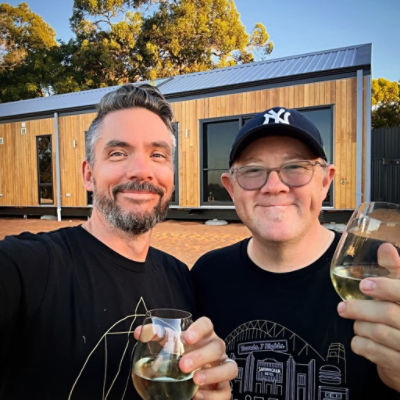 Mark Radford and Gordon Shorrocks and their new home. Picture: Supplied