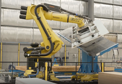 A modscape + modbotics robot builds an element of a factory-built home. Picture: LeadStory