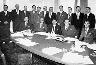 Bert (lower right) with bank colleagues in 1963 (Bank Notes)