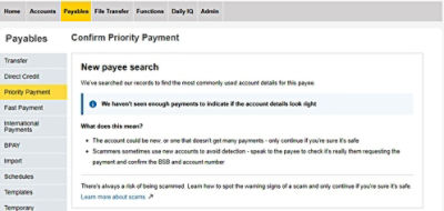 New payee search