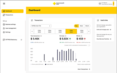 Smart Dash portal dashboard with transaction data